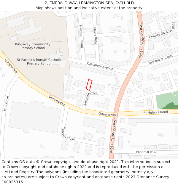 2, EMERALD WAY, LEAMINGTON SPA, CV31 3LD: Location map and indicative extent of plot