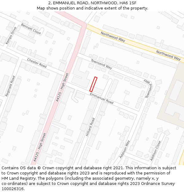 2, EMMANUEL ROAD, NORTHWOOD, HA6 1SF: Location map and indicative extent of plot