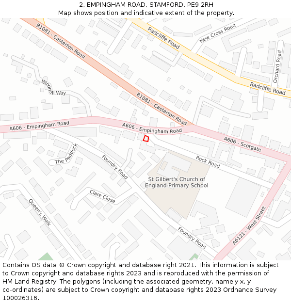 2, EMPINGHAM ROAD, STAMFORD, PE9 2RH: Location map and indicative extent of plot