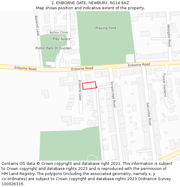 2, ENBORNE GATE, NEWBURY, RG14 6AZ: Location map and indicative extent of plot