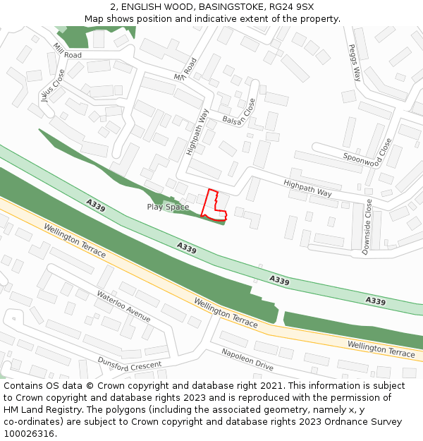 2, ENGLISH WOOD, BASINGSTOKE, RG24 9SX: Location map and indicative extent of plot