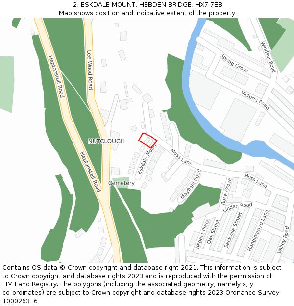 2, ESKDALE MOUNT, HEBDEN BRIDGE, HX7 7EB: Location map and indicative extent of plot