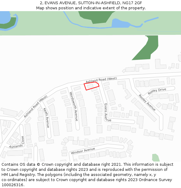 2, EVANS AVENUE, SUTTON-IN-ASHFIELD, NG17 2GF: Location map and indicative extent of plot