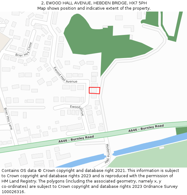 2, EWOOD HALL AVENUE, HEBDEN BRIDGE, HX7 5PH: Location map and indicative extent of plot