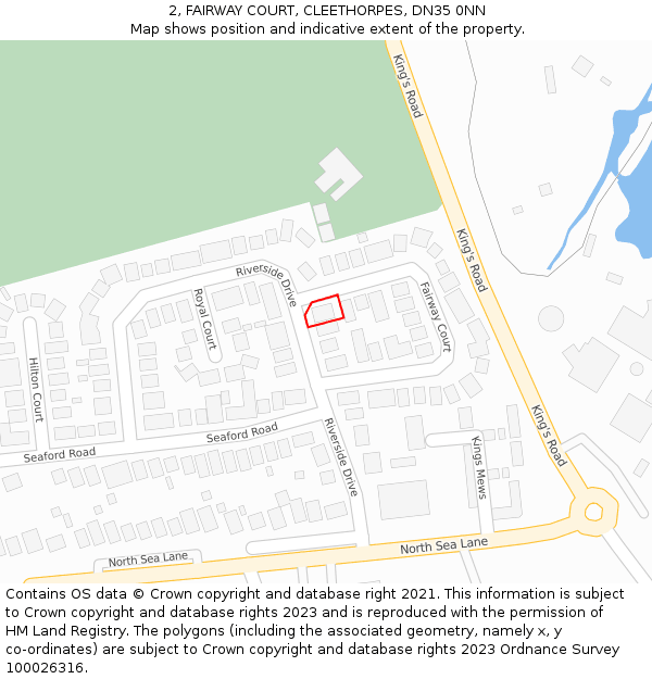 2, FAIRWAY COURT, CLEETHORPES, DN35 0NN: Location map and indicative extent of plot