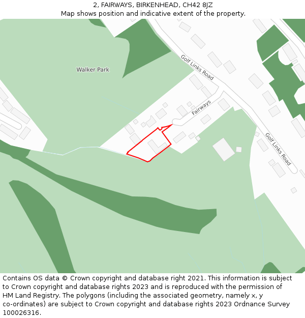 2, FAIRWAYS, BIRKENHEAD, CH42 8JZ: Location map and indicative extent of plot
