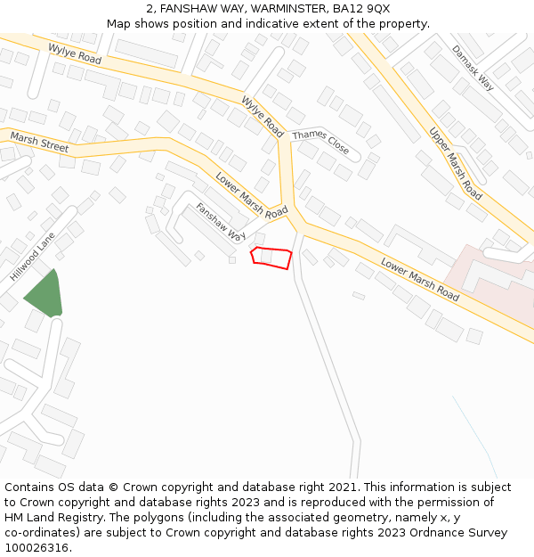 2, FANSHAW WAY, WARMINSTER, BA12 9QX: Location map and indicative extent of plot