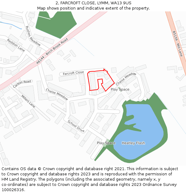 2, FARCROFT CLOSE, LYMM, WA13 9US: Location map and indicative extent of plot