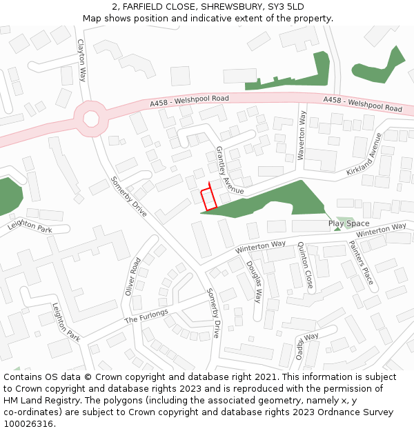 2, FARFIELD CLOSE, SHREWSBURY, SY3 5LD: Location map and indicative extent of plot