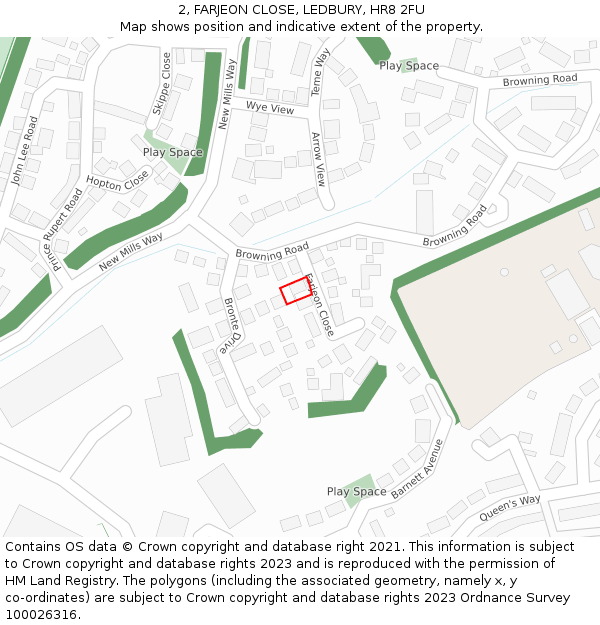 2, FARJEON CLOSE, LEDBURY, HR8 2FU: Location map and indicative extent of plot