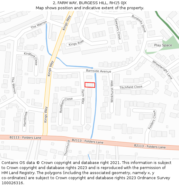 2, FARM WAY, BURGESS HILL, RH15 0JX: Location map and indicative extent of plot