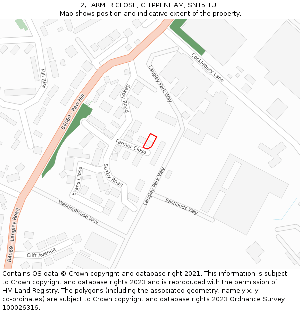 2, FARMER CLOSE, CHIPPENHAM, SN15 1UE: Location map and indicative extent of plot