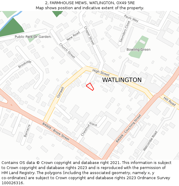 2, FARMHOUSE MEWS, WATLINGTON, OX49 5RE: Location map and indicative extent of plot