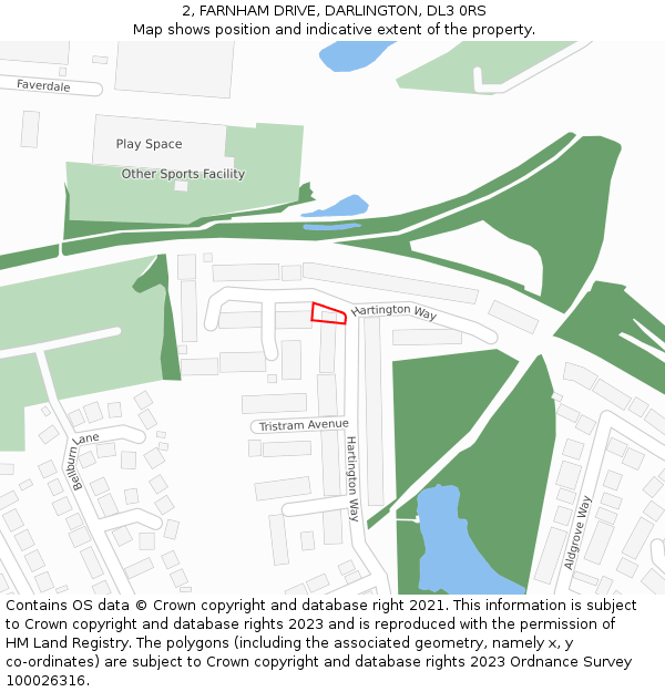 2, FARNHAM DRIVE, DARLINGTON, DL3 0RS: Location map and indicative extent of plot