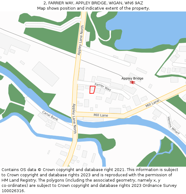 2, FARRIER WAY, APPLEY BRIDGE, WIGAN, WN6 9AZ: Location map and indicative extent of plot