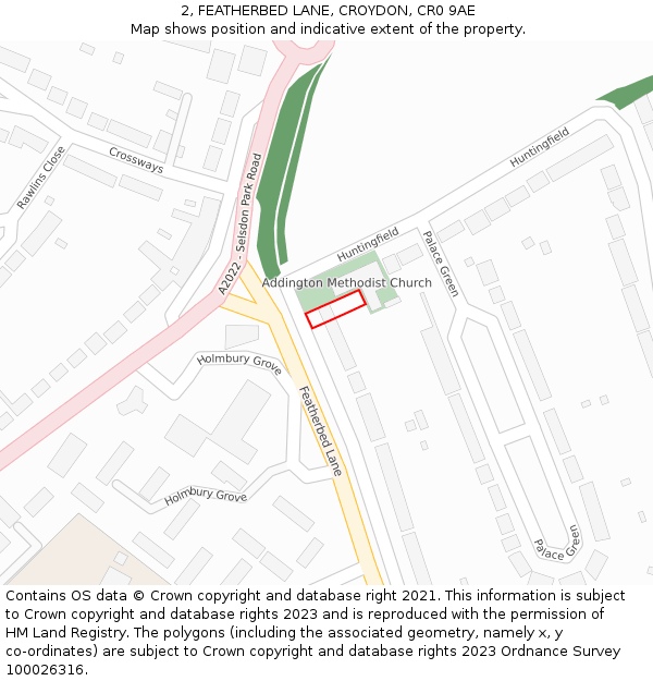 2, FEATHERBED LANE, CROYDON, CR0 9AE: Location map and indicative extent of plot