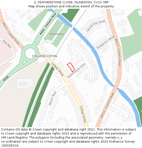 2, FEATHERSTONE CLOSE, NUNEATON, CV10 7BP: Location map and indicative extent of plot