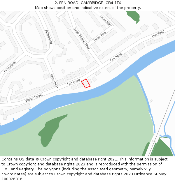 2, FEN ROAD, CAMBRIDGE, CB4 1TX: Location map and indicative extent of plot