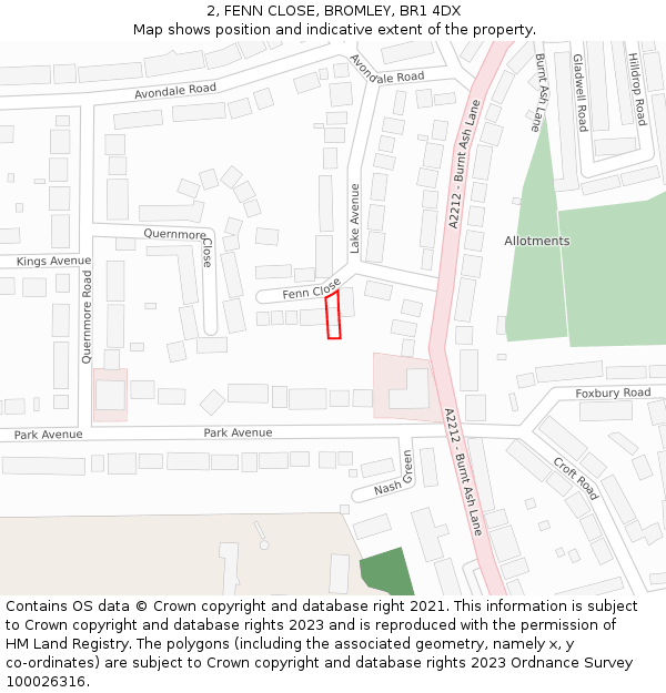 2, FENN CLOSE, BROMLEY, BR1 4DX: Location map and indicative extent of plot