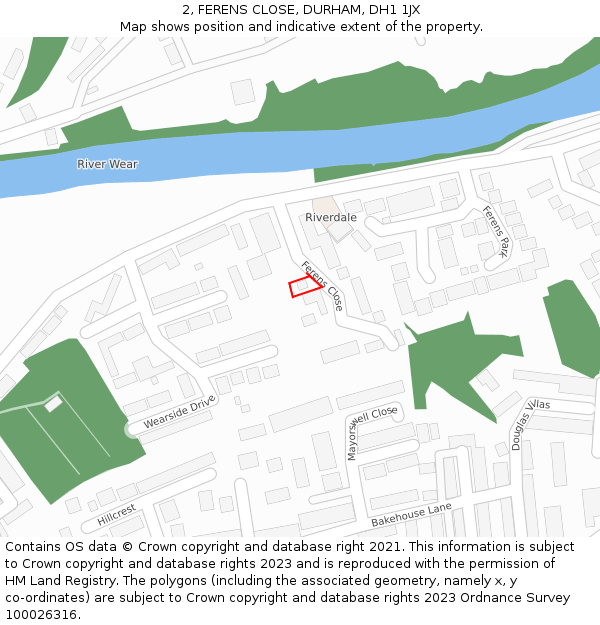 2, FERENS CLOSE, DURHAM, DH1 1JX: Location map and indicative extent of plot