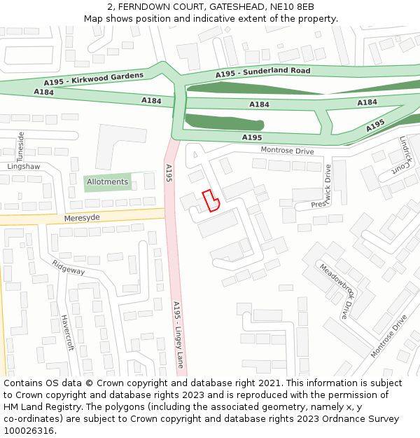 2, FERNDOWN COURT, GATESHEAD, NE10 8EB: Location map and indicative extent of plot