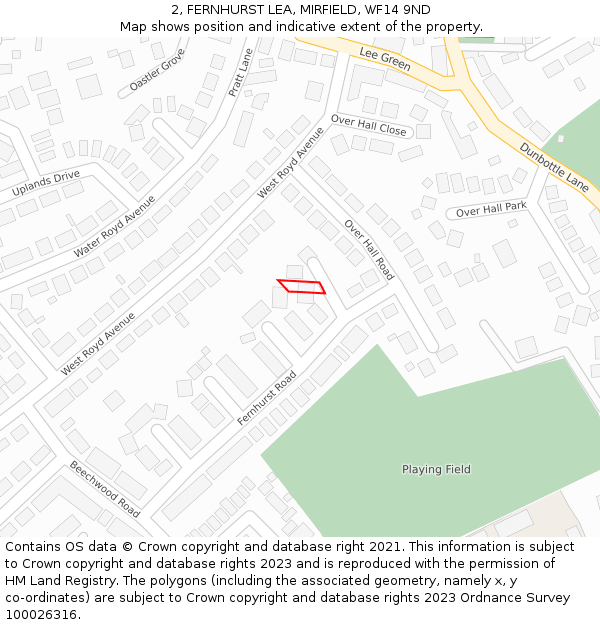 2, FERNHURST LEA, MIRFIELD, WF14 9ND: Location map and indicative extent of plot