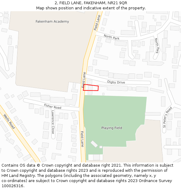 2, FIELD LANE, FAKENHAM, NR21 9QR: Location map and indicative extent of plot