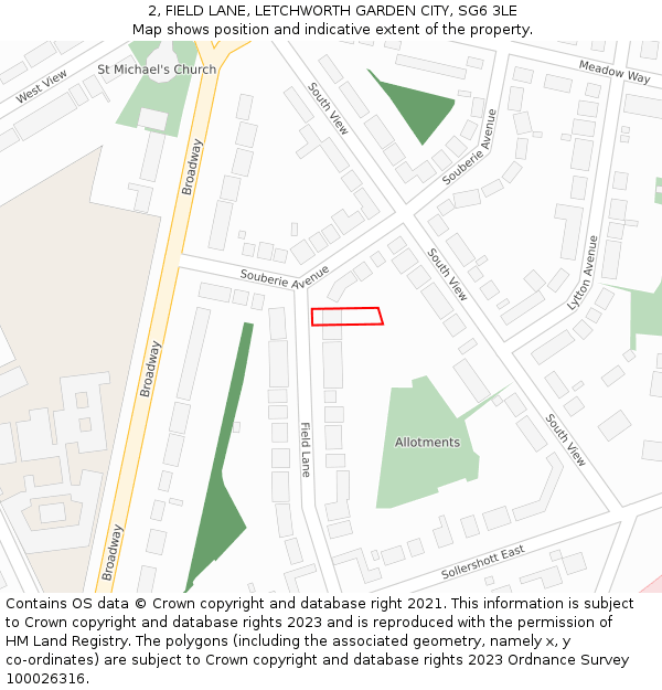 2, FIELD LANE, LETCHWORTH GARDEN CITY, SG6 3LE: Location map and indicative extent of plot