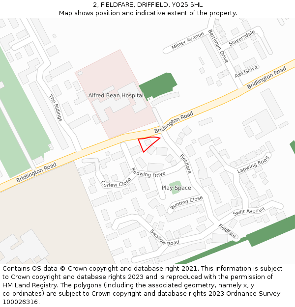2, FIELDFARE, DRIFFIELD, YO25 5HL: Location map and indicative extent of plot
