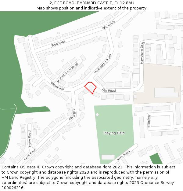 2, FIFE ROAD, BARNARD CASTLE, DL12 8AU: Location map and indicative extent of plot