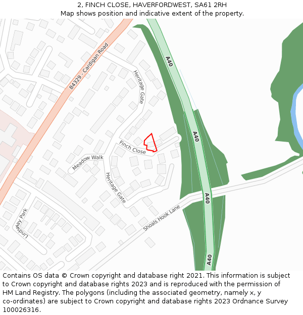 2, FINCH CLOSE, HAVERFORDWEST, SA61 2RH: Location map and indicative extent of plot