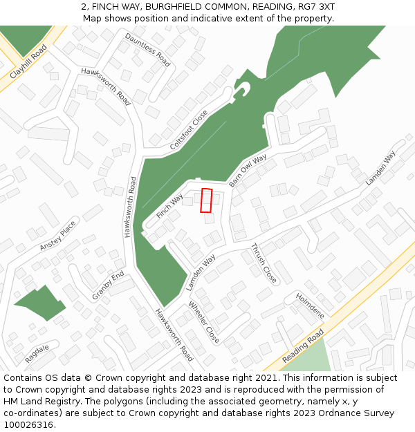 2, FINCH WAY, BURGHFIELD COMMON, READING, RG7 3XT: Location map and indicative extent of plot