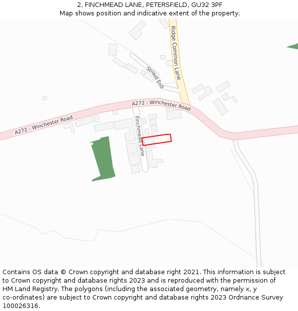 2, FINCHMEAD LANE, PETERSFIELD, GU32 3PF: Location map and indicative extent of plot