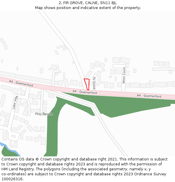 2, FIR GROVE, CALNE, SN11 8JL: Location map and indicative extent of plot