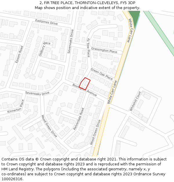 2, FIR TREE PLACE, THORNTON-CLEVELEYS, FY5 3DP: Location map and indicative extent of plot