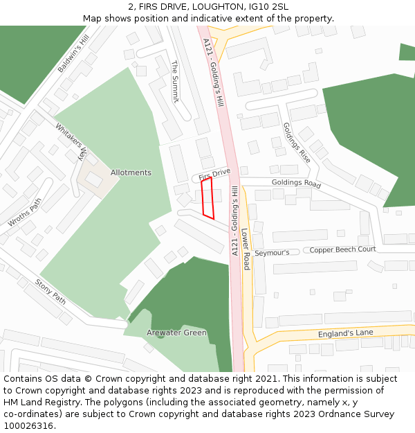 2, FIRS DRIVE, LOUGHTON, IG10 2SL: Location map and indicative extent of plot
