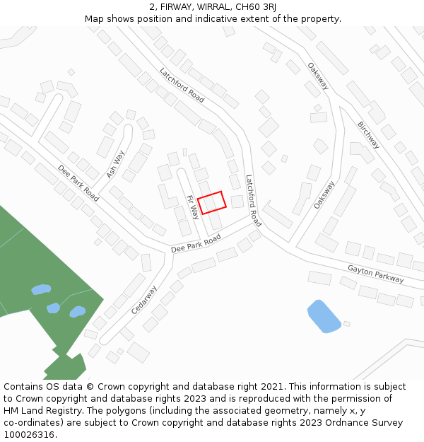 2, FIRWAY, WIRRAL, CH60 3RJ: Location map and indicative extent of plot