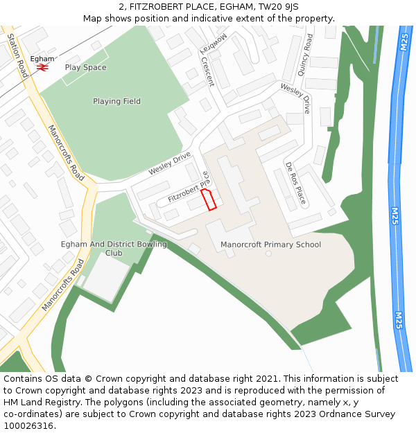 2, FITZROBERT PLACE, EGHAM, TW20 9JS: Location map and indicative extent of plot