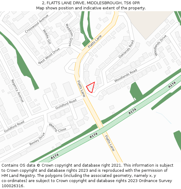 2, FLATTS LANE DRIVE, MIDDLESBROUGH, TS6 0PR: Location map and indicative extent of plot