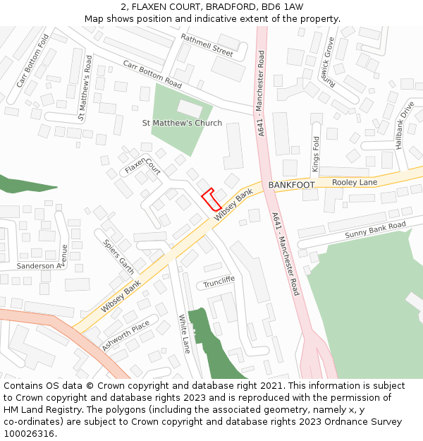 2, FLAXEN COURT, BRADFORD, BD6 1AW: Location map and indicative extent of plot