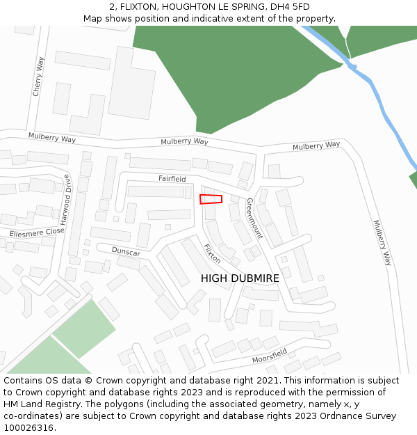 2, FLIXTON, HOUGHTON LE SPRING, DH4 5FD: Location map and indicative extent of plot