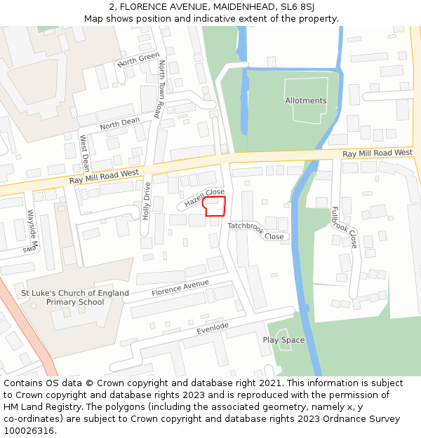 2, FLORENCE AVENUE, MAIDENHEAD, SL6 8SJ: Location map and indicative extent of plot