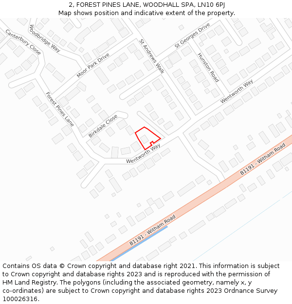 2, FOREST PINES LANE, WOODHALL SPA, LN10 6PJ: Location map and indicative extent of plot