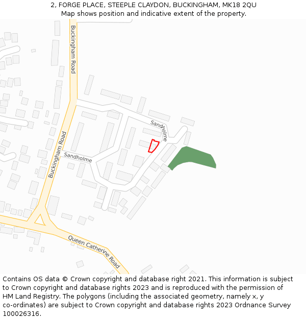 2, FORGE PLACE, STEEPLE CLAYDON, BUCKINGHAM, MK18 2QU: Location map and indicative extent of plot