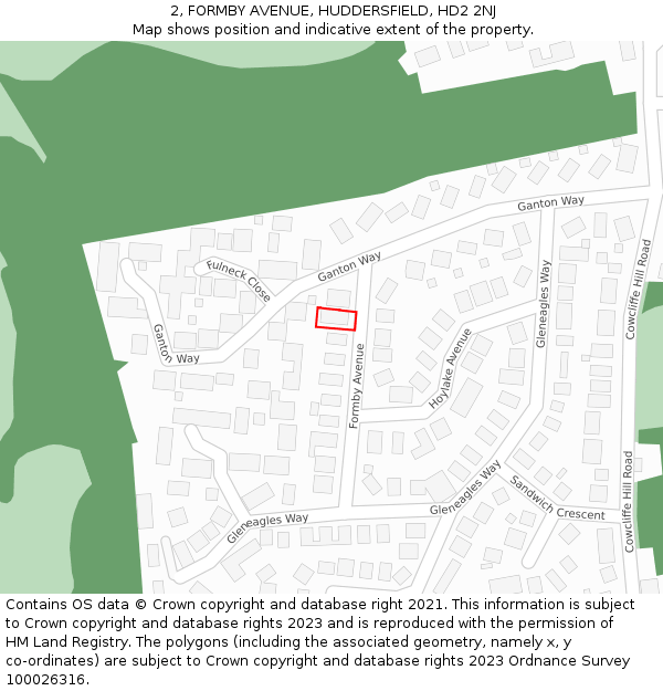 2, FORMBY AVENUE, HUDDERSFIELD, HD2 2NJ: Location map and indicative extent of plot