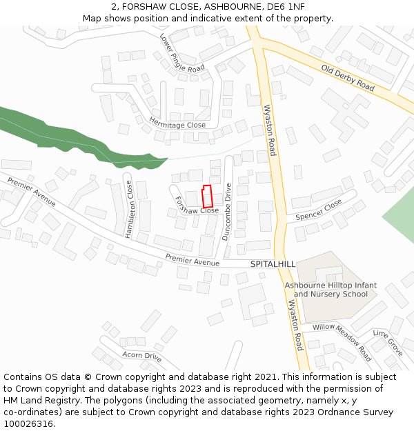 2, FORSHAW CLOSE, ASHBOURNE, DE6 1NF: Location map and indicative extent of plot