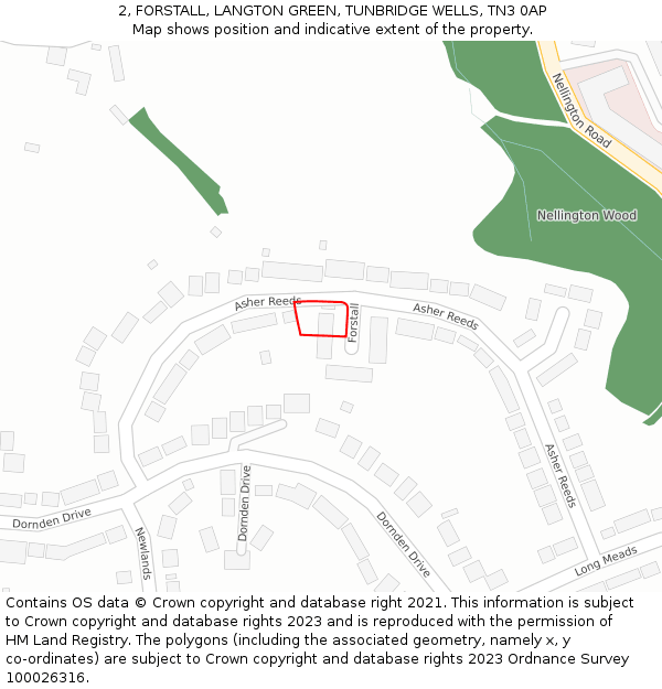2, FORSTALL, LANGTON GREEN, TUNBRIDGE WELLS, TN3 0AP: Location map and indicative extent of plot