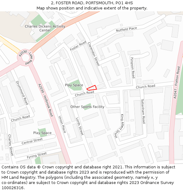 2, FOSTER ROAD, PORTSMOUTH, PO1 4HS: Location map and indicative extent of plot