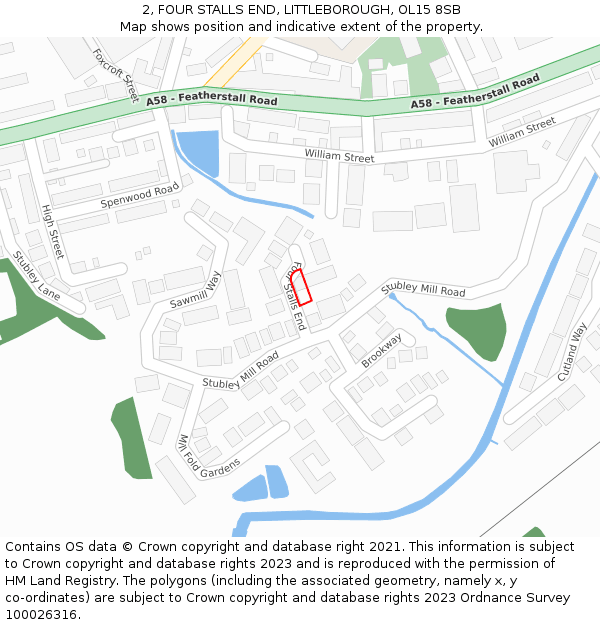 2, FOUR STALLS END, LITTLEBOROUGH, OL15 8SB: Location map and indicative extent of plot