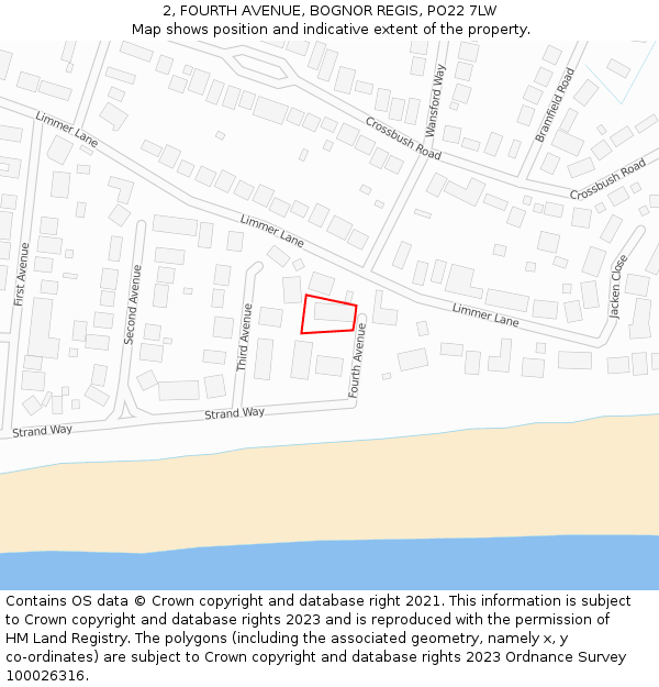 2, FOURTH AVENUE, BOGNOR REGIS, PO22 7LW: Location map and indicative extent of plot